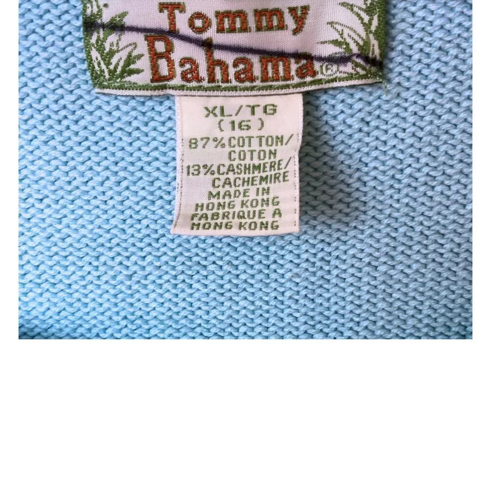 Tommy Bahama, XL, Cashmere Blend, Turquois Navy, Knit, Nautical, Beach, Cottage - Picture 4 of 4